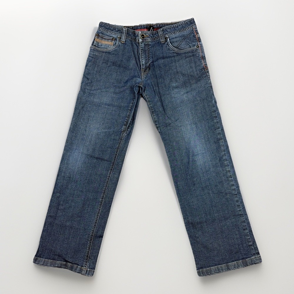 Prana Breathe Jeans Mens 32x30 Blue Straight Leg Stretch Gusset Crotch Denim